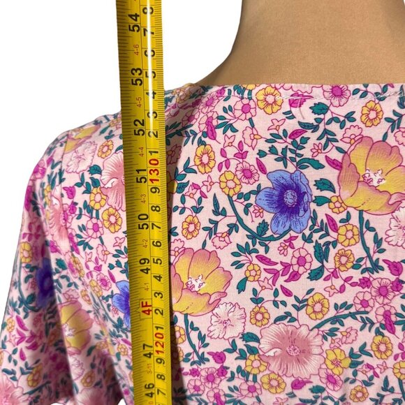 R Vivimos Tiered Floral Maxi Dress Sz.S Pink Short Sleeve Cottage Boho Romantic - Picture 9 of 16